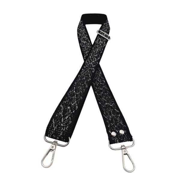 Angel Çanta Aksesuar 120x3 cm Polyester Kolon Çanta Sapı Siyah Gümüş Simli Gümüş Metalli - Image 1