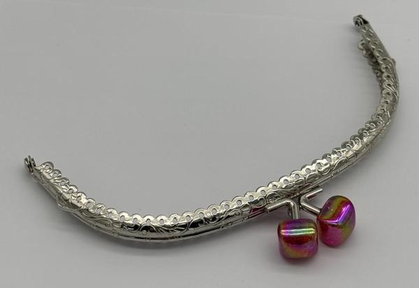 Angel Çanta Aksesuar 15.5 cm Gümüş Oval Cüzdan Çanta Klipsi Bursu Kırmızı - Image 1