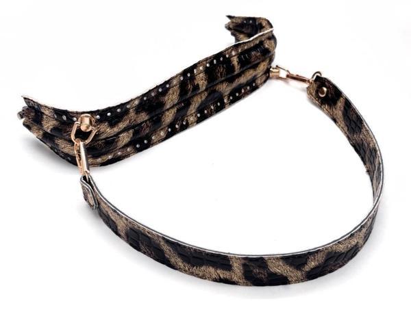 Angel Çanta Aksesuar 25 cm Suni Derili  Leopar Renk Gizli Çanta Bursu Deri Kulplu  - Image 1