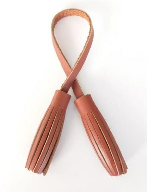 Angel Çanta Aksesuar Gerçek Deri İkili Düz Püskül Taba Renk - Image 1