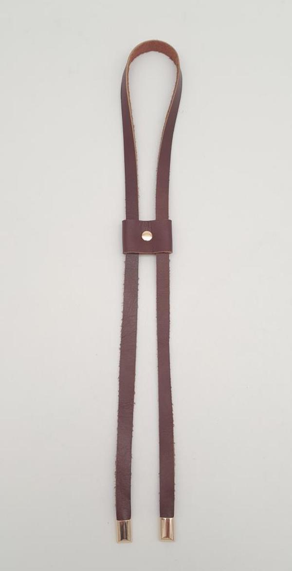 Angel Çanta Aksesuar Kızıl Kahve Gerçek Deri Büzgü Light Gold Metalli - Image 1