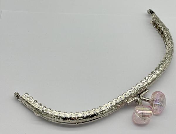 Angel Çanta Aksesuar 15.5 cm Gümüş Oval Cüzdan Çanta Klipsi Bursu Açık Pembe - Image 1