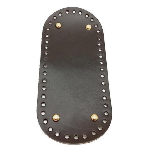 Angel Çanta Aksesuar Gerçek Deri Koyu Kahve 25X12 cm Oval Light Gold Metalli Çanta Tabanı - Image 1