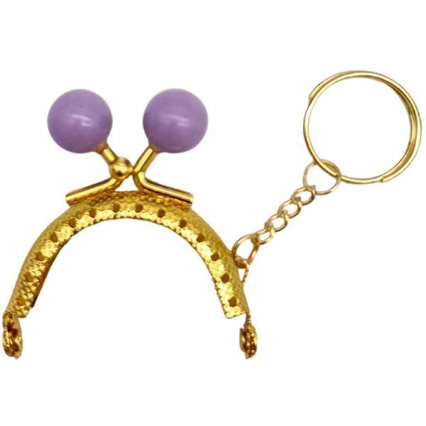 Angel Çanta Aksesuar 5 cm Anahtarlıklı Toplu Cüzdan Klipsi Lila Renk Gold Metal - Image 1