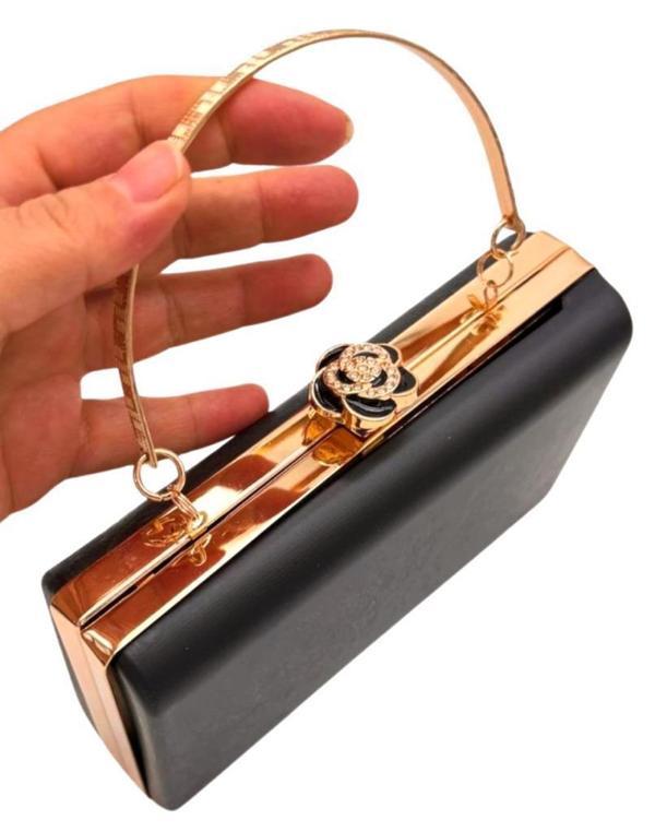 Angel Çanta Aksesuar Abiye Çanta Kalıbı Gül Model Light Gold Metalli  - Image 1