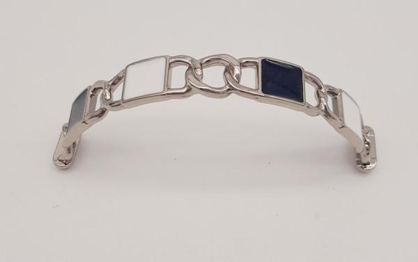 Angel Çanta Aksesuar Siyah Beyaz Kare Desenli Gümüş Çanta Tutma Sapı - Image 1