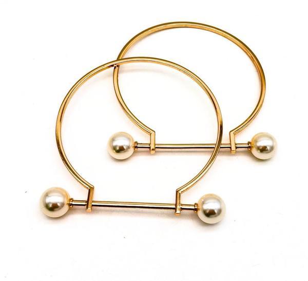 Angel Çanta Aksesuar 9 cm İncili Light Gold Renk İncili Metal Çanta Sapı - Image 1