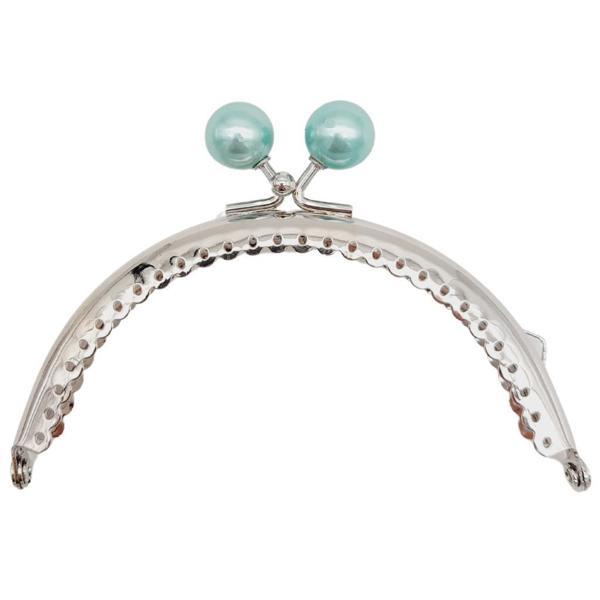 Angel Çanta Aksesuar 10.5 cm Gümüş Metal Su Yeşili Toplu Oval Cüzdan Klipsi Çanta Bursu Model 2 - Image 1