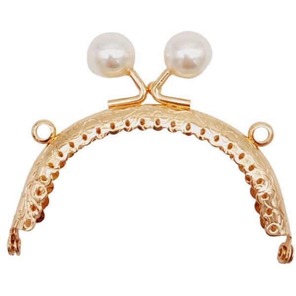 Angel Çanta Aksesuar 8.5 cm İncili Oval Cüzdan Çanta Klipsi Bursu Light Gold Metalli - Image 1