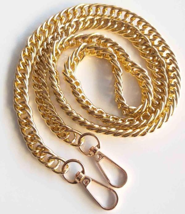 Angel Çanta Aksesuar Çift Halkalı Light Gold Renk Çanta Zinciri, Kancalı (1 Metre) - Image 1