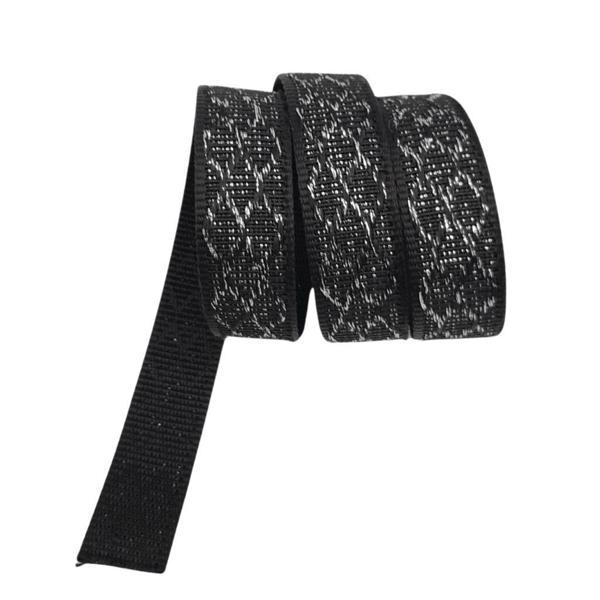 Angel Çanta Aksesuar 3 cm Polyester Kolon Siyah Gümüş Simli 1 Metre - Image 1