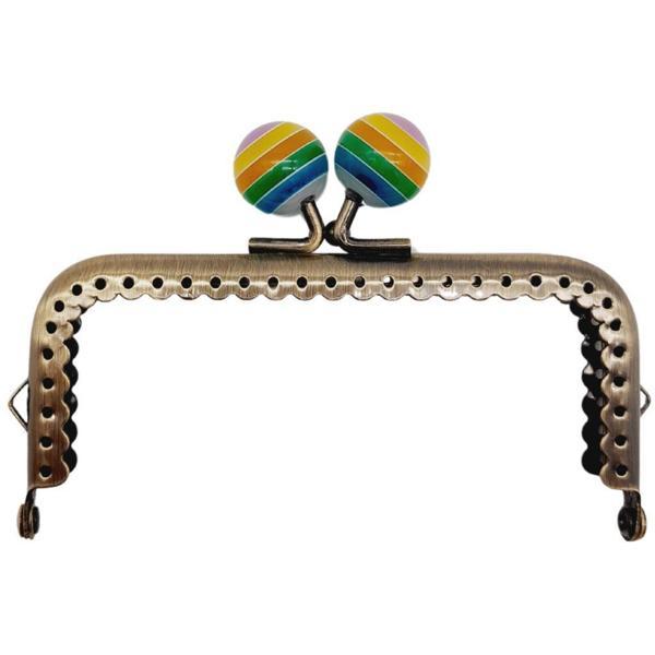 Angel Çanta Aksesuar 10.5 cm Renkli Şeker Başlıklı Dikdörtgen Cüzdan Çanta Klipsi Bursu Antik Metal - Image 1