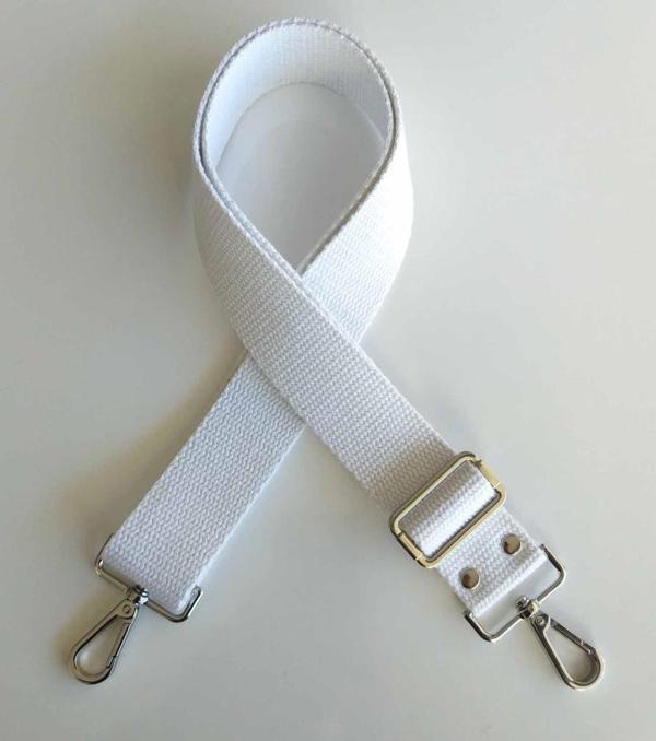 Angel Çanta Aksesuar Pamuklu Kolon 120X4 Cm Gümüş Metal Beyaz - Image 1