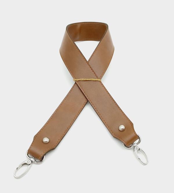 Angel Çanta Aksesuar Suni Deri Kalın Sap 70X3,3 Cm Taba Gümüş Metalli - Image 1