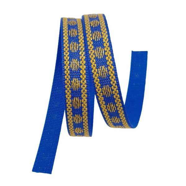 Angel Çanta Aksesuar 2.5 cm Polyester Kolon Mavi Gold Simli 1 Metre - Image 1