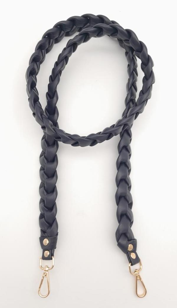 Angel Çanta Aksesuar 135 cm Örgü Model Lacivert Renk Suni Deri Çanta Sapı Light Gold Metalli - Image 1