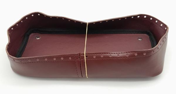 Angel Çanta Aksesuar Bordo Suni Deri 28x13 cm Yüksek Çanta Tabanı Gümüş Metalli - Image 1