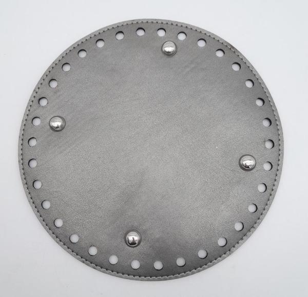 Angel Çanta Aksesuar Parlak Gri Suni Deri 20 cm Yuvarlak Çanta Tabanı Gümüş Metalli - Image 1