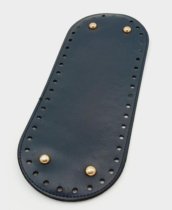Angel Çanta Aksesuar Suni Deri Lacivert Renk 30X12 cm Oval Çanta Tabanı (Light Gold Aparatlı) - Image 1