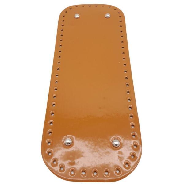 Angel Çanta Aksesuar Parlak Rugan Deri 32x12 cm Dikdörtgen Çanta Tabanı Açık Taba Renk Gümüş Metalli - Image 1