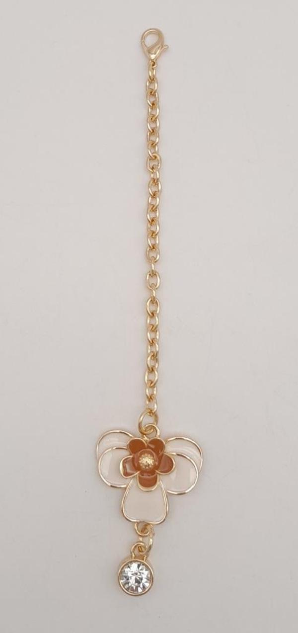 Angel Çanta Aksesuar Light Gold Taba Renk Çiçekli Sarkaç Süs - Image 1