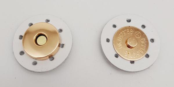 Angel Çanta Aksesuar Gerçek Derili Mıknatıslı Çıtçıt Beyaz Light Gold Metalli - Image 1
