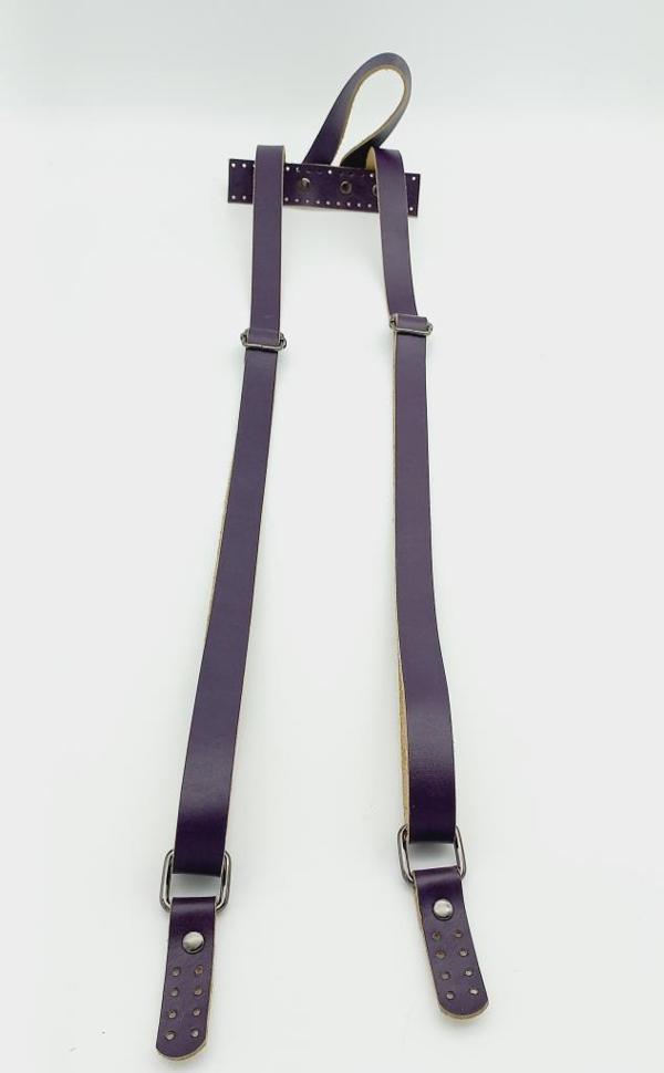 Angel Çanta Aksesuar Gerçek Deri Mor Sırt Çanta Sapı Füme Metalli - Image 1