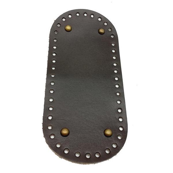 Angel Çanta Aksesuar Gerçek Deri Koyu Kahve 25X12 cm Oval Antik Metalli Çanta Tabanı - Image 1