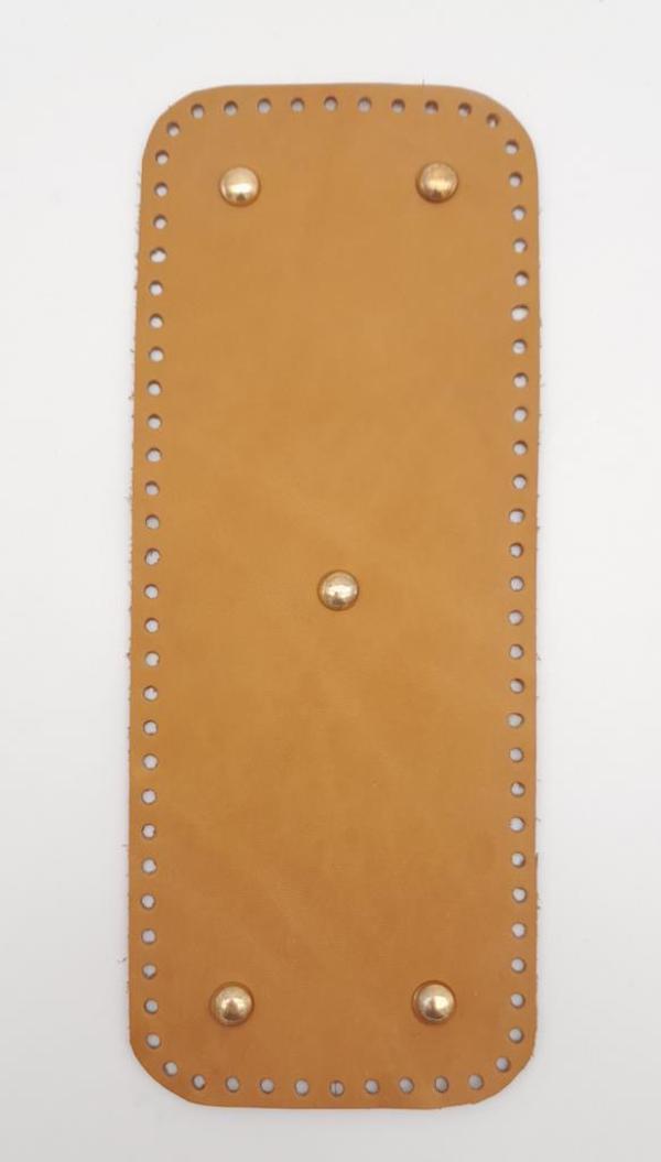 Angel Çanta Aksesuar Gerçek Deri Açık Taba 30x12 cm Dikdörtgen Light Gold Metalli Çanta Tabanı - Image 1