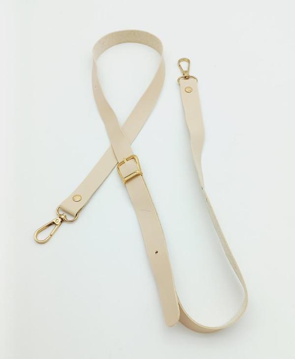 Angel Çanta Aksesuar 120X2 Cm Tek Kat Krem Suni Deri Light Gold Tokalı Çanta Sapı - Image 1