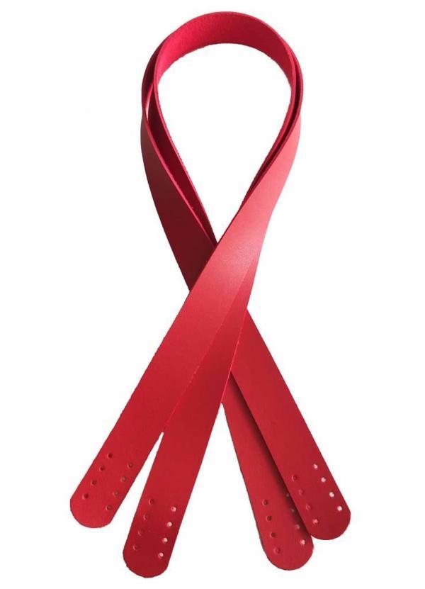 Angel Çanta Aksesuar 70X2.4 Cm, Tek Kat Suni Deri Kırmızı Renk Çift Sap - Image 1