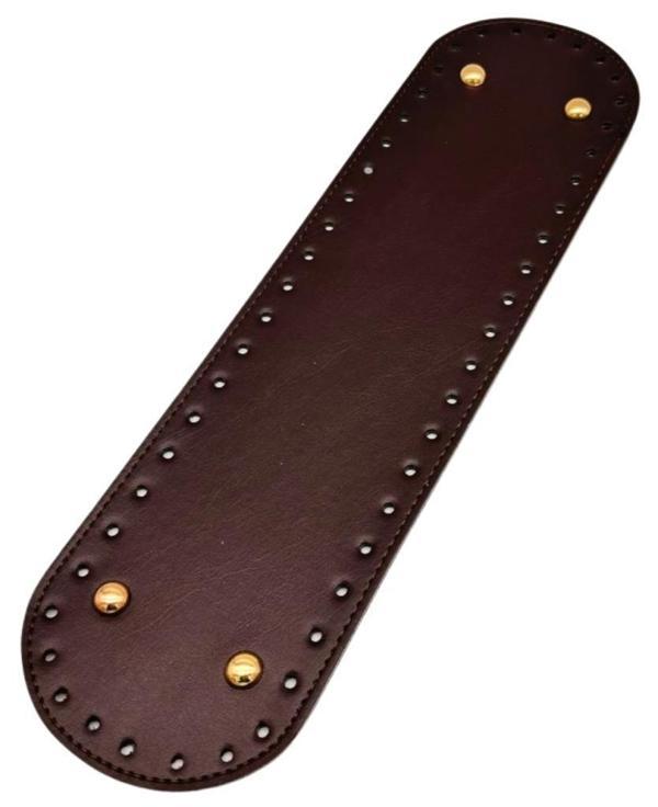Angel Çanta Aksesuar Suni Deri 37x10 cm Oval Çanta Tabanı Koyu Kahve Renk Light Gold Aparatlı - Image 1