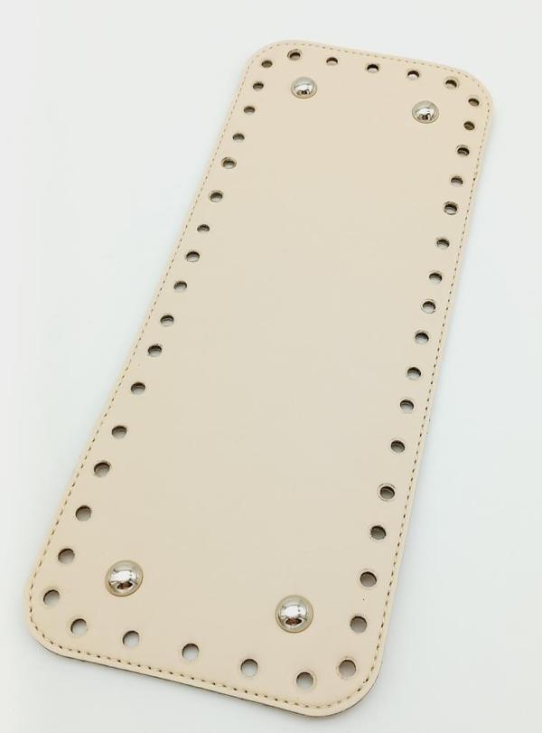 Angel Çanta Aksesuar Suni Deri Krem Renk 30X12 cm Dikdörtgen Çanta Tabanı (Gümüş Aparatlı) - Image 1