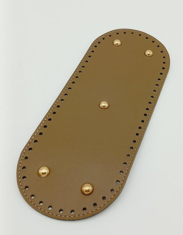 Angel Çanta Aksesuar Suni Deri Vizon Renk 30X12 cm Oval Çanta Tabanı (Light Gold Aparatlı) - Image 1