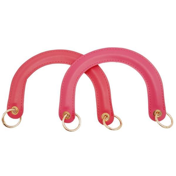Angel Çanta Aksesuar Yaylı Halkalı Kapsüllü Suni Deri Fuşya Renk Tutma Sapı Light Gold Metalli - Image 1