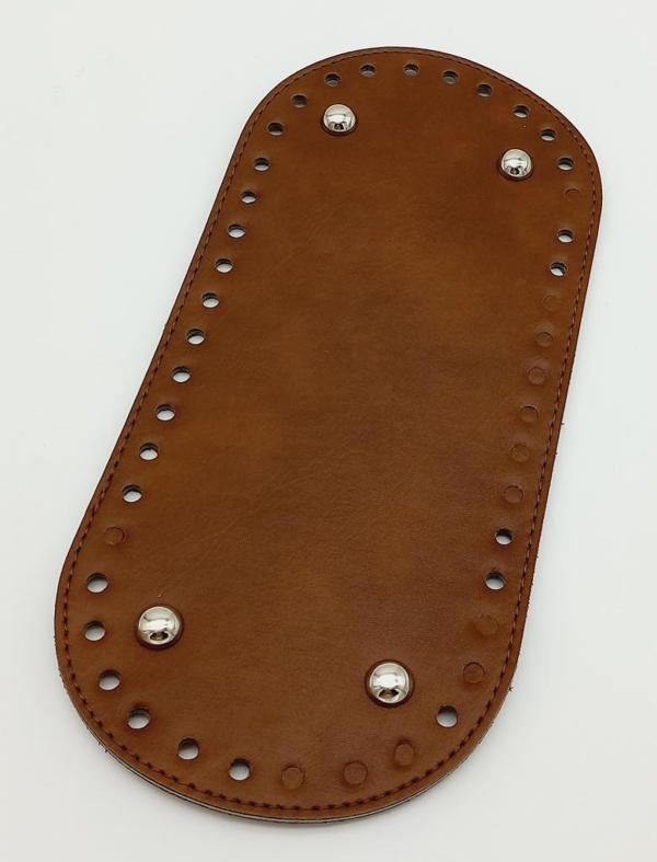 Angel Çanta Aksesuar Suni Deri Taba Renk 25X12 cm Oval Çanta Tabanı (Gümüş Aparatlı) - Image 1