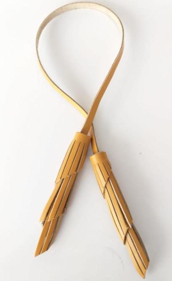 Angel Çanta Aksesuar Gerçek Deri İkili Zig Zag Püskül Hardal Sarı Renk - Image 1