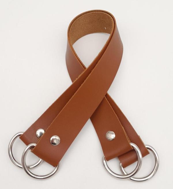 Angel Çanta Aksesuar Suni Deri 38x2.5 cm Taba Renk Çift Çanta Sapı Gümüş Metalli - Image 1