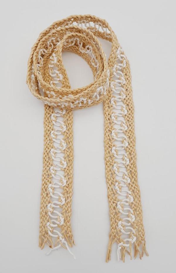 Angel Çanta Aksesuar 4 cm Bej Beyaz Renk Hasır Örgü Model Kolon 1 Metre - Image 1