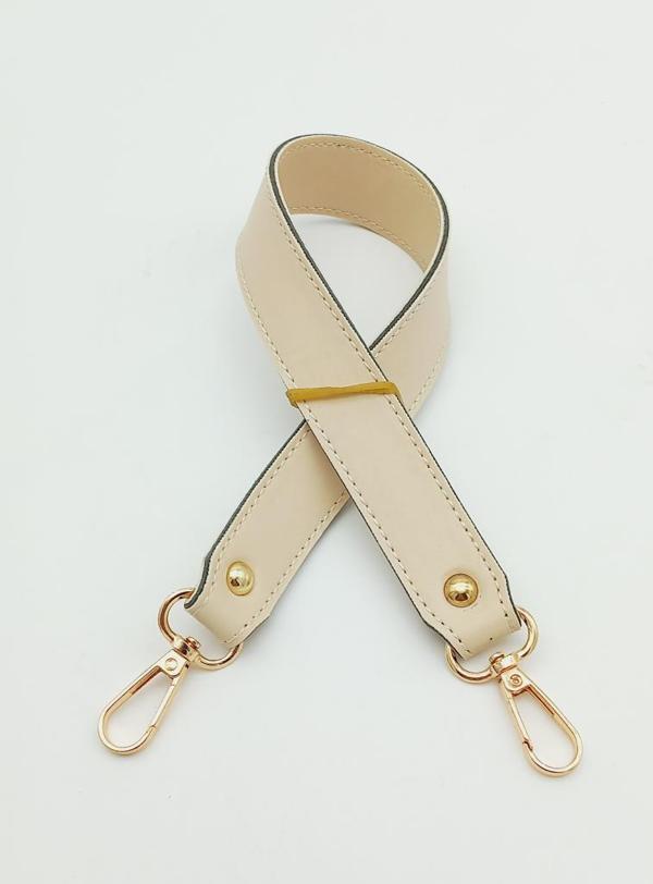 Angel Çanta Aksesuar Krem Renk 42X2.5 Cm Kancalı Sap Light Gold Metalli - Image 1