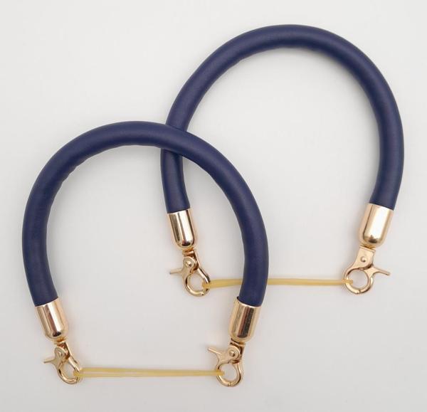 Angel Çanta Aksesuar Çift Kısa Kordon Çanta Sapı Lacivert Renk Light Gold Metalli - Image 1