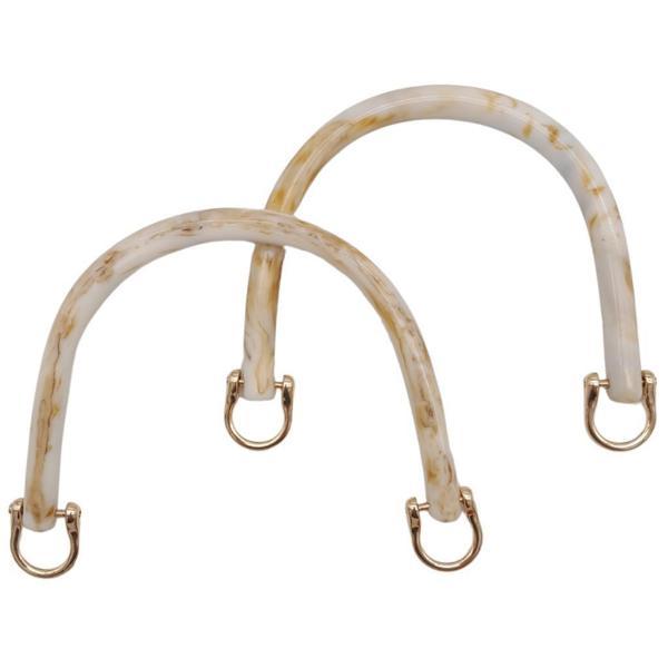 Angel Çanta Aksesuar 16 cm Akrilik Bej Renk Çanta Tutma Sapı Light Gold Metalli - Image 1