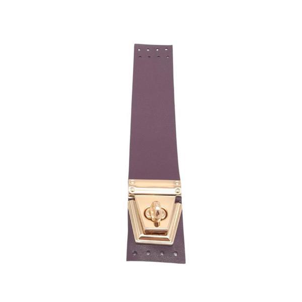 Angel Çanta Aksesuar 18x3.5 cm Suni Deri Mor Renk Kapak Light Gold Metalli - Image 1