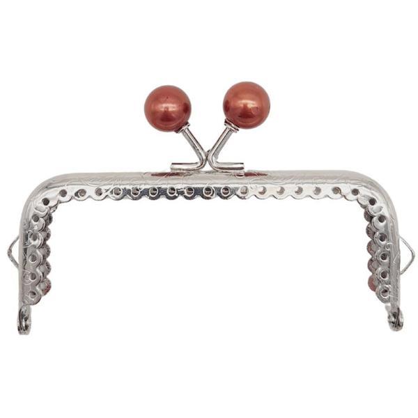 Angel Çanta Aksesuar 10.5 cm Gümüş Metal Koyu Bordo Toplu Dikdörtgen Cüzdan Klipsi Çanta Bursu Model 2 - Image 1