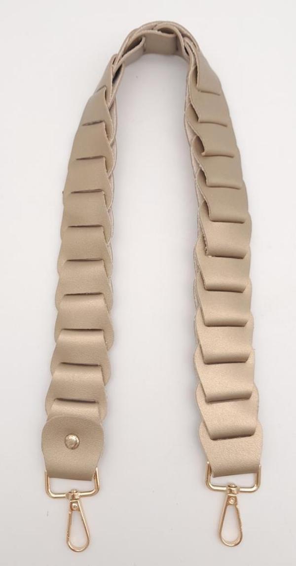 Angel Çanta Aksesuar 62 cm Yassı Örgü Model Suni Deri Gold Renk Çanta Sapı Light Gold Metalli - Image 1