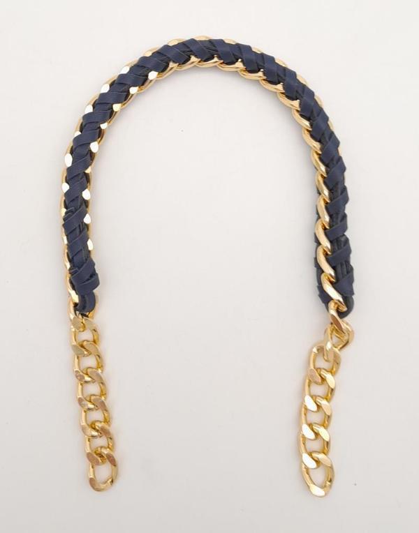 Angel Çanta Aksesuar 40 cm Derili Zincir Lacivert Renk Light Gold Metalli - Image 1