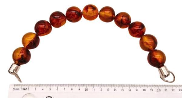 Angel Çanta Aksesuar 20 Cm 24 Mm Boncuklu Çanta Sapı Gümüş  Metalli Kehribar Tonlu  - Image 1
