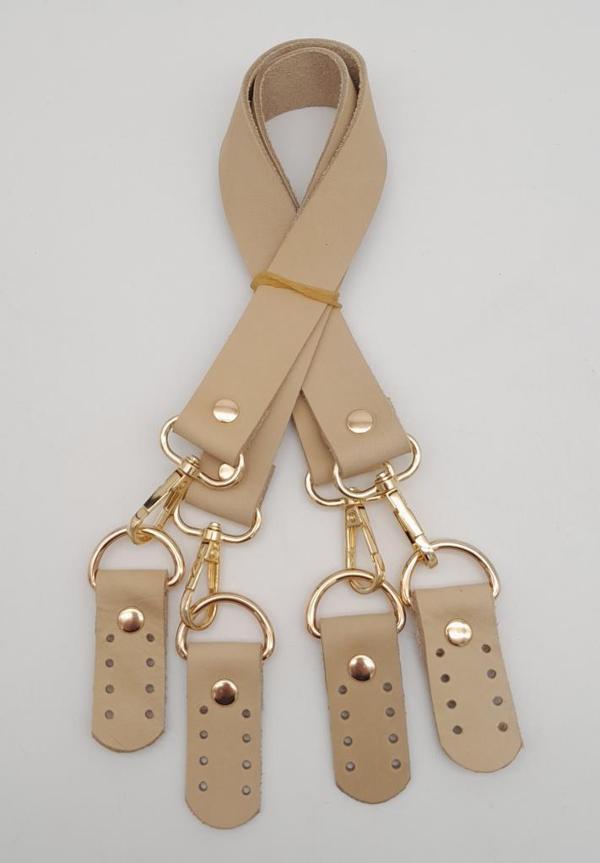 Angel Çanta Aksesuar Gerçek Deri 55 Cm Misu Model Çift Sap Ham Renk Light Gold Metal - Image 1