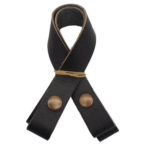 Angel Çanta Aksesuar 30 cm Gerçek Deri Siyah Renk Çıtçıtlı Sap Antik Metalli - Image 1