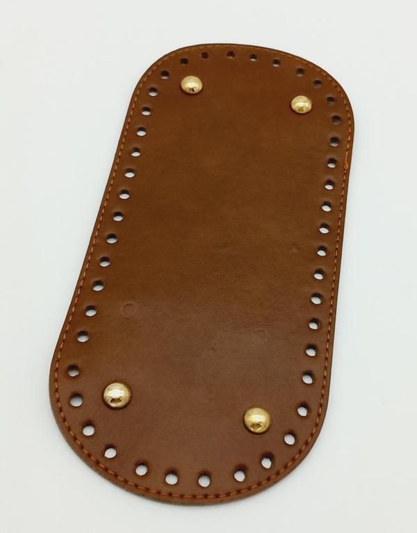 Angel Çanta Aksesuar Suni Deri Taba Renk 25X12 cm Oval Çanta Tabanı (Light Gold Aparatlı) - Image 1
